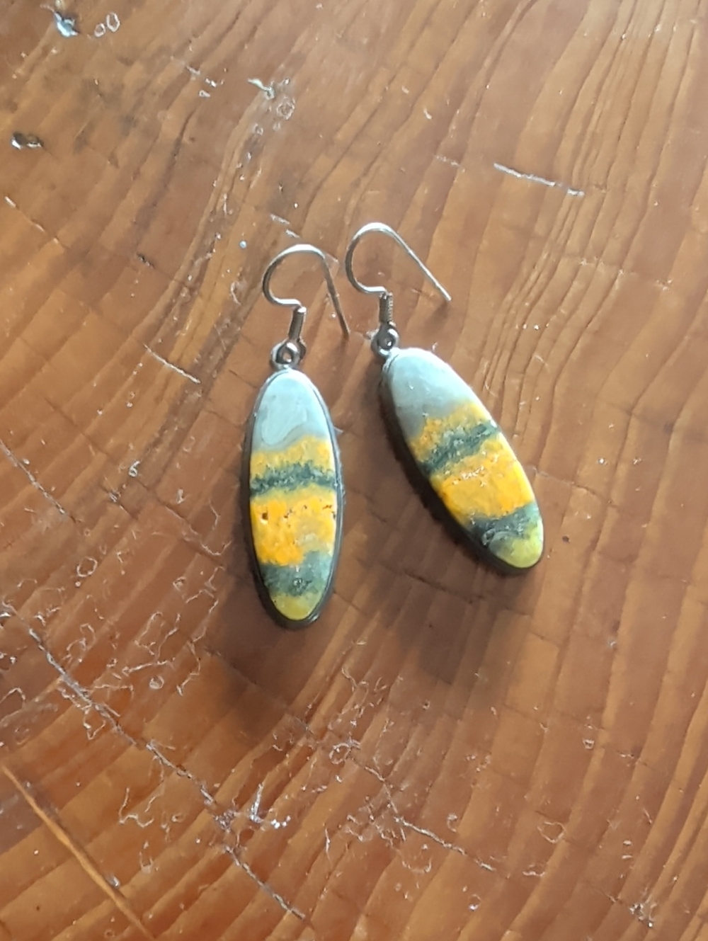 Handmade Bumblebee Jasper Stone Drop Earrings